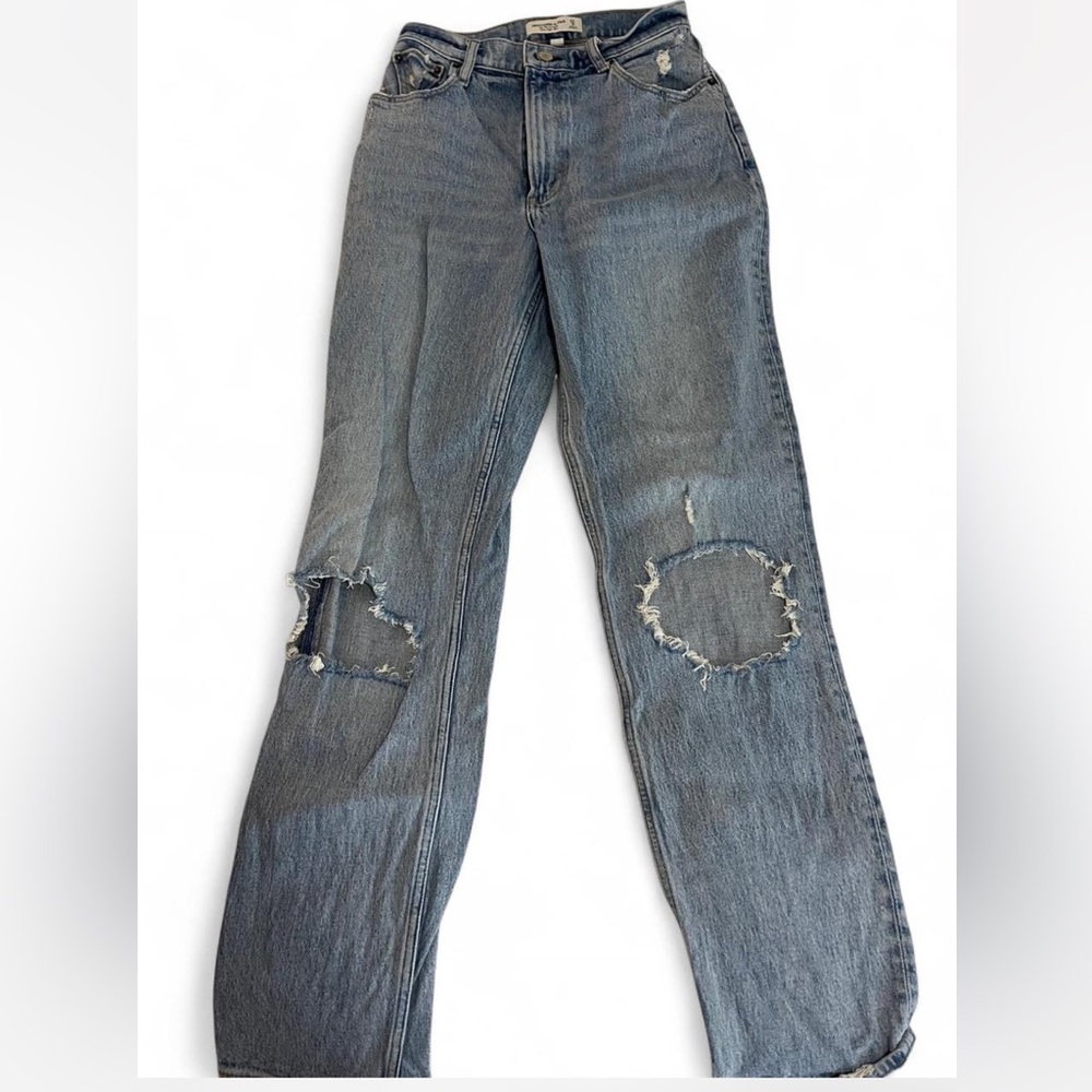 Abercrombie & Fitch Light Blue Distressed Boyfriend Jeans